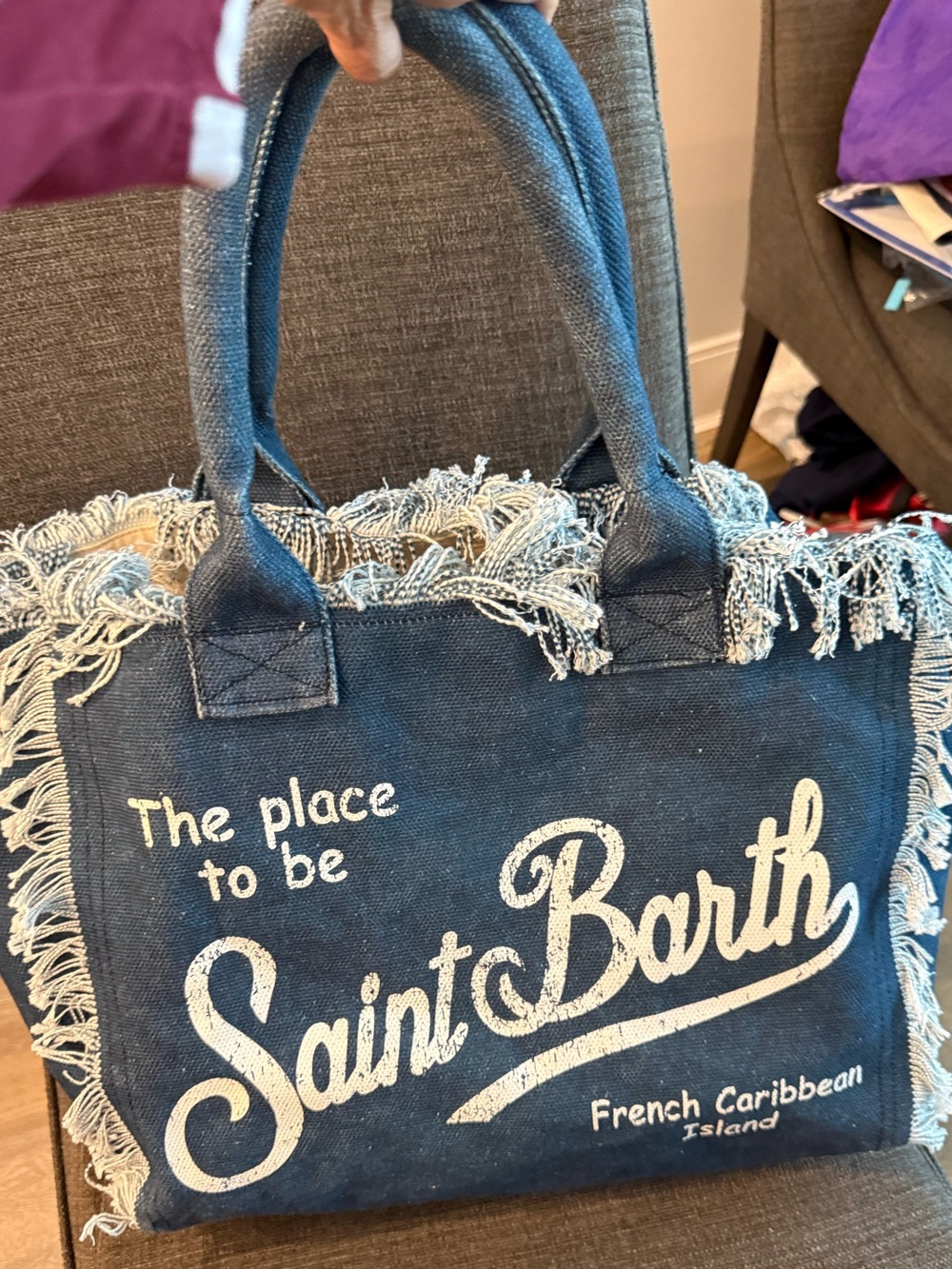 MC2 Saint Barth Denim Blue Fringe Tote - Good Condition